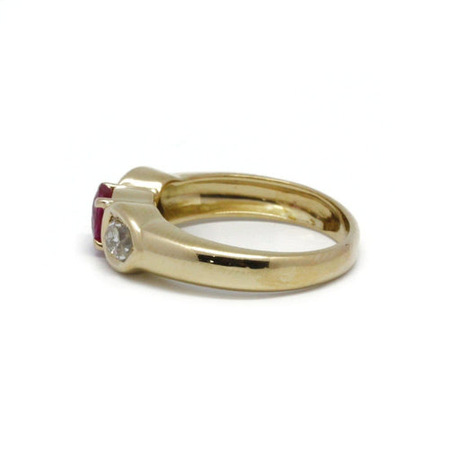 Bague 56 Bague en or jaune avec saphir rose et diamants 58 Facettes 210093R