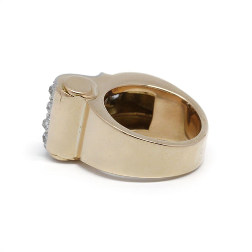Bague 46 Tank - Bague en or jaune, platine et diamants 58 Facettes 230041SP