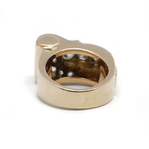 Bague 46 Tank - Bague en or jaune, platine et diamants 58 Facettes 230041SP