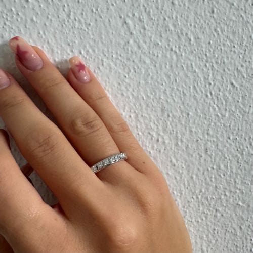 Bague 59 Bague éternelle - Alliance en or blanc 18 kt et diamants 1,20 ct 58 Facettes 26688