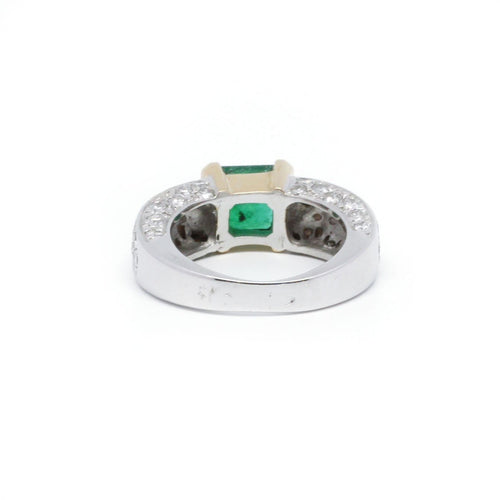 Bague 54 Bague en or blanc et jaune, émeraude et diamants 58 Facettes 220438R