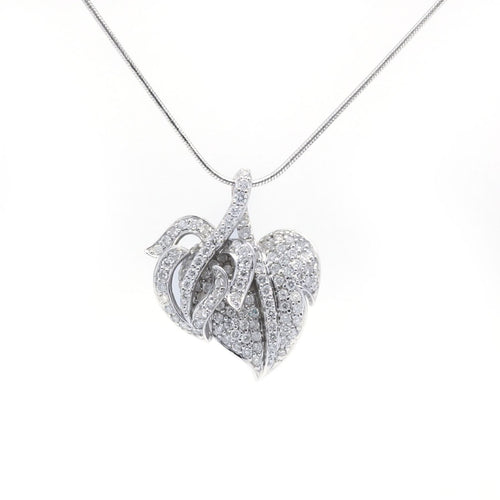 Collier Collier pendentif cœur en or blanc et diamants 58 Facettes 200024R