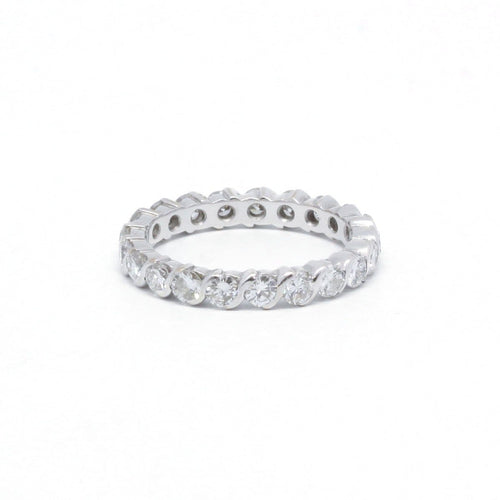 Bague 52 Alliance américaine en or blanc et diamants 58 Facettes 220416R