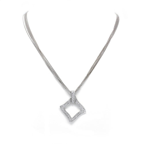 Collier Collier pendentif losangé en or blanc et diamants 58 Facettes 200011R