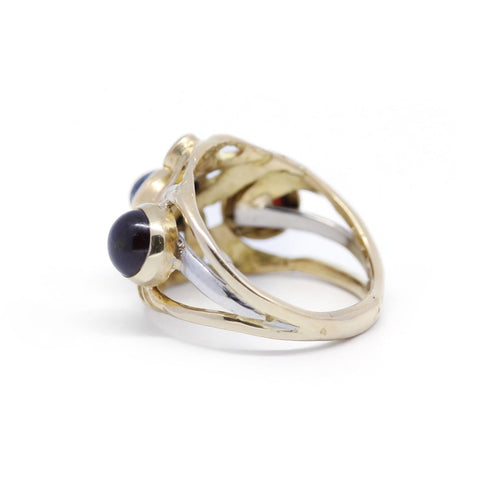 Bague 51 Bague en or jaune avec saphir, grenats et diamants 58 Facettes 200015R