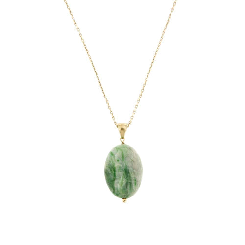 Collier Collier - Chaîne forçat en or jaune 18 ct et pendentif jade 58 Facettes 35132