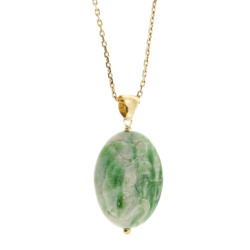 Collier Collier - Chaîne forçat en or jaune 18 ct et pendentif jade 58 Facettes 35132