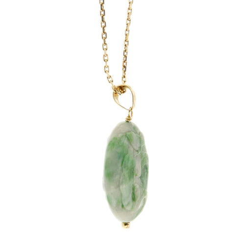 Collier Collier - Chaîne forçat en or jaune 18 ct et pendentif jade 58 Facettes 35132