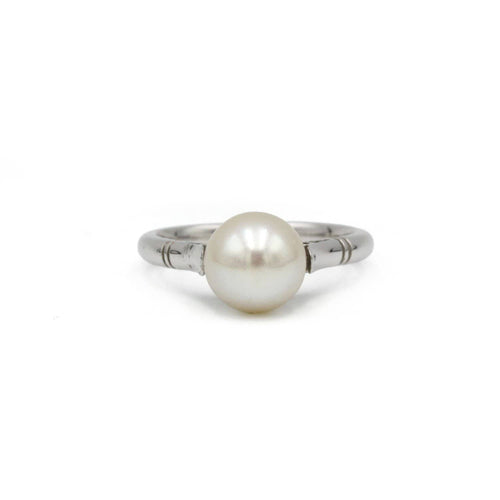 Bague 46 Bague en or blanc et perle de culture 58 Facettes 200051R