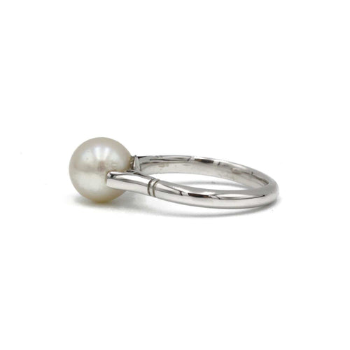 Bague 46 Bague en or blanc et perle de culture 58 Facettes 200051R
