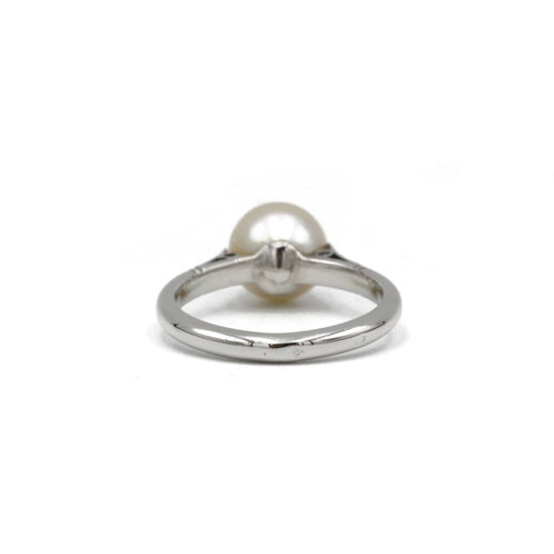 Bague 46 Bague en or blanc et perle de culture 58 Facettes 200051R