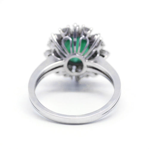 Bague 61 Bague en or blanc, émeraude et diamants 58 Facettes 190094R