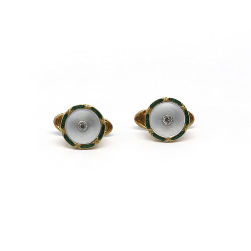Boutons de col en or jaune, nacre et diamants 58 Facettes 140292R
