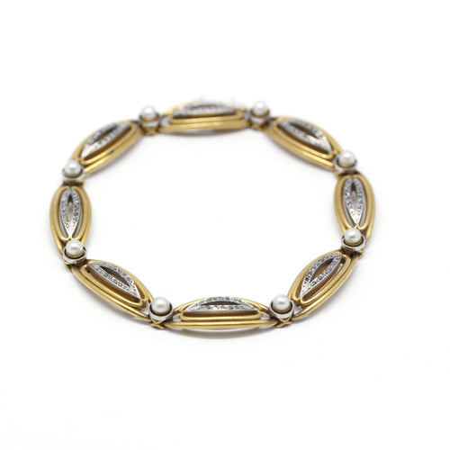 Bracelet Bracelet fin XIXe en or jaune, perles et diamants 58 Facettes 190157R