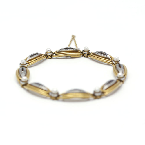 Bracelet Bracelet fin XIXe en or jaune, perles et diamants 58 Facettes 190157R