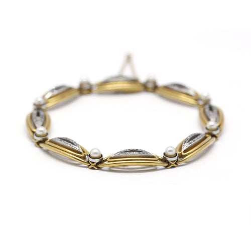 Bracelet Bracelet fin XIXe en or jaune, perles et diamants 58 Facettes 190157R
