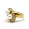 Bague 54 Toi et Moi - Bague en or jaune, perles et diamants 58 Facettes 130160R