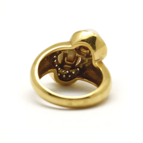 Bague 54 Toi et Moi - Bague en or jaune, perles et diamants 58 Facettes 130160R