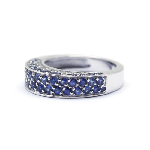 Bague 53 Bague en or blanc, diamants et saphirs 58 Facettes 220444R