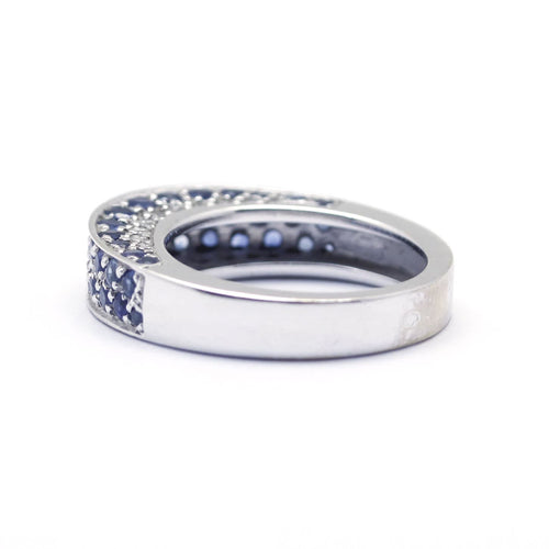 Bague 53 Bague en or blanc, diamants et saphirs 58 Facettes 220444R