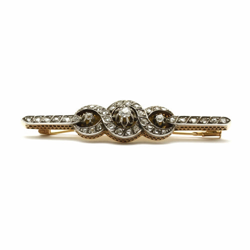 Broche Broche barrette en or jaune, argent et diamants 58 Facettes 160319R