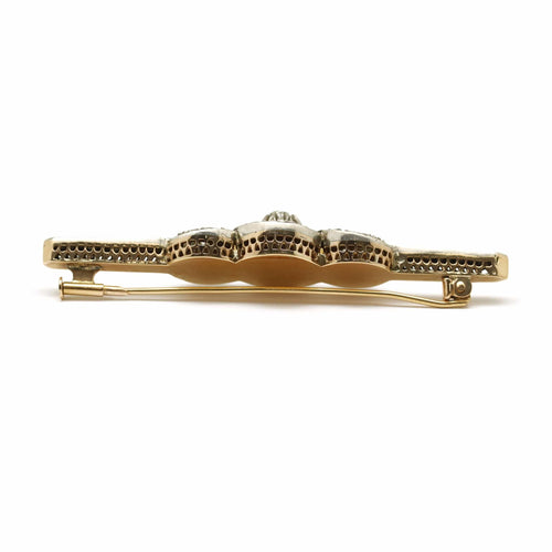 Broche Broche barrette en or jaune, argent et diamants 58 Facettes 160319R