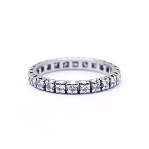 Bague 55 Alliance américaine en or blanc et diamants 58 Facettes 160142R