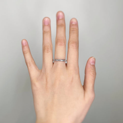 Bague 55 Alliance américaine en or blanc et diamants 58 Facettes 160142R