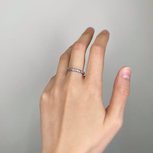 Bague 55 Alliance américaine en or blanc et diamants 58 Facettes 160142R
