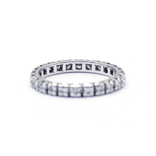 Bague 55 Alliance américaine en or blanc et diamants 58 Facettes 160142R