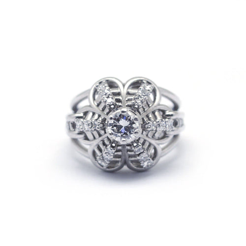 Bague 52 Bague dôme en platine et diamants 58 Facettes 180201R
