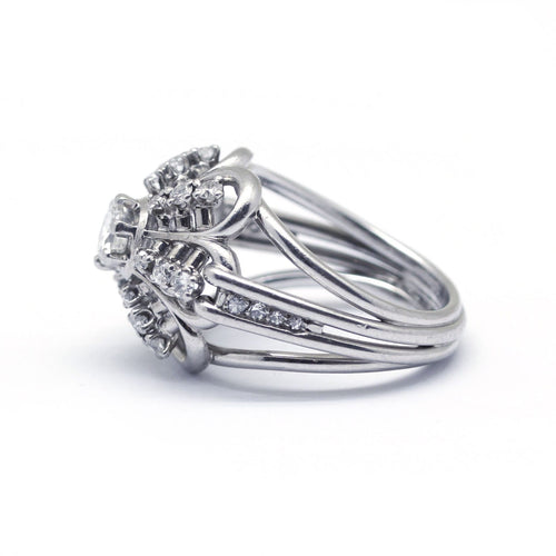 Bague 52 Bague dôme en platine et diamants 58 Facettes 180201R