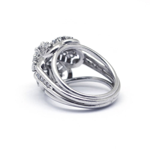 Bague 52 Bague dôme en platine et diamants 58 Facettes 180201R