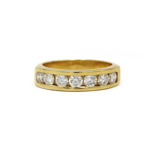 Bague 54 Demi-alliance - Bague en or jaune et diamants 58 Facettes 220570R