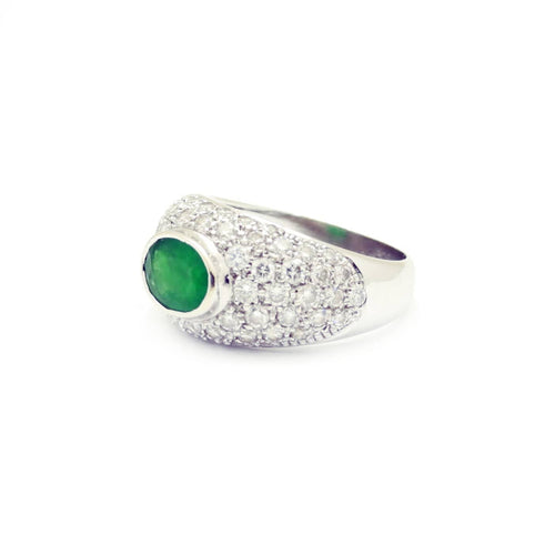 Bague 54 Bague en or blanc, émeraude et diamants 58 Facettes 230017SP