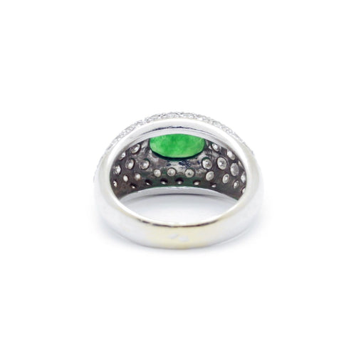 Bague 54 Bague en or blanc, émeraude et diamants 58 Facettes 230017SP