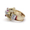 Bague 55 Bague architecturale en or jaune, platine, citrine, diamants et rubis 58 Facettes 230037SP
