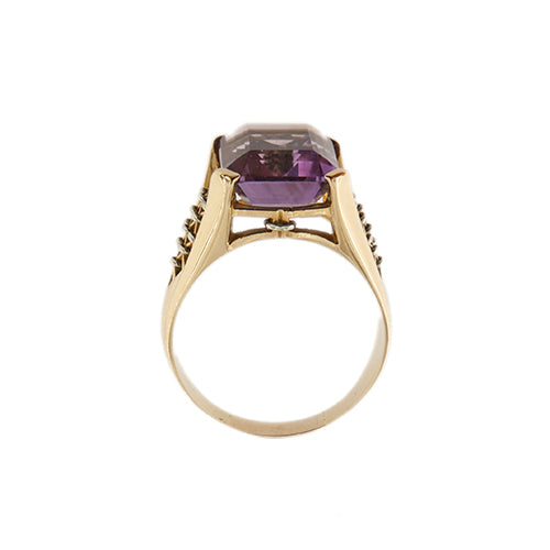 Bague Bague - Améthyste rectangulaire 6,50 ct en or jaune 18 ct 58 Facettes 35012