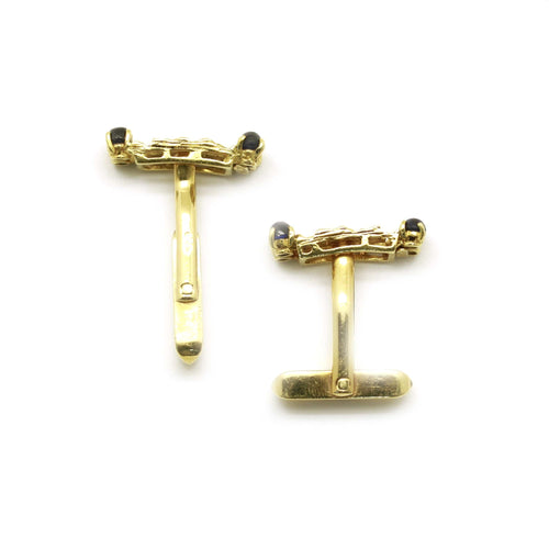 Boutons de manchette Boutons de manchette en or jaune et saphirs 58 Facettes 230013SP