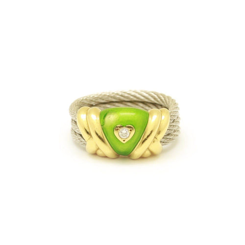 Bague 48 FRED Force 10 - Bague en or jaune, acier, émail et diamant 58 Facettes 220573R