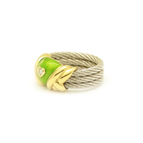 Bague 48 FRED Force 10 - Bague en or jaune, acier, émail et diamant 58 Facettes 220573R