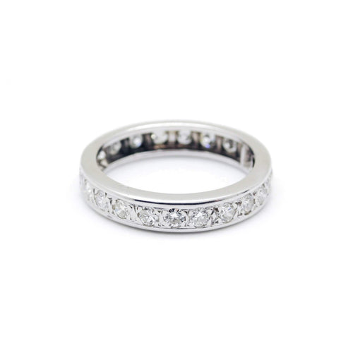 Bague 51 Alliance américaine en or blanc et diamants 1,32 ct 58 Facettes 220518R