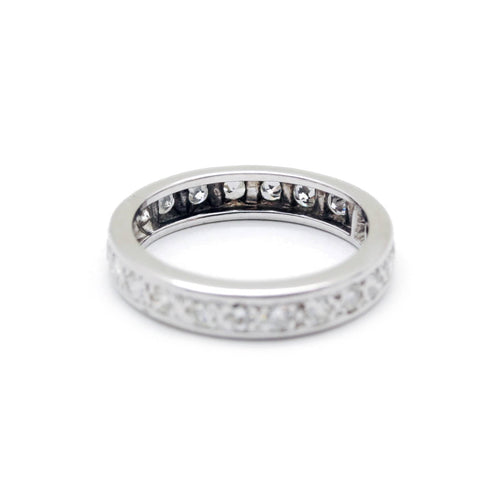 Bague 51 Alliance américaine en or blanc et diamants 1,32 ct 58 Facettes 220518R