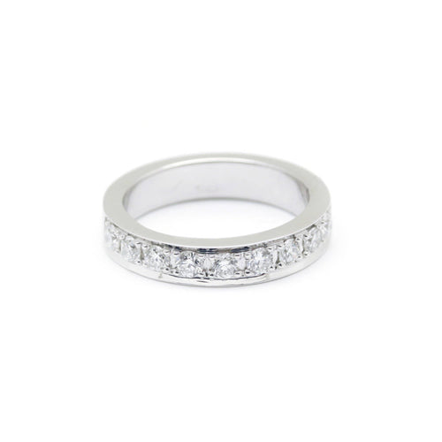 Bague 51 Demi-alliance en or blanc et diamants 58 Facettes 180082R