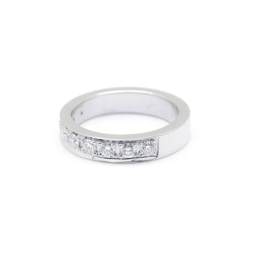 Bague 51 Demi-alliance en or blanc et diamants 58 Facettes 180082R