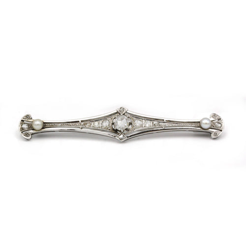 Broche Broche en or blanc avec diamants et perles 58 Facettes 150086R