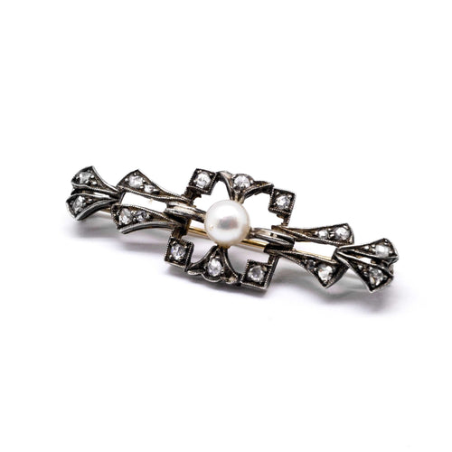 Broche Broche XIXe en or, argent, perle et diamants 58 Facettes 140400R