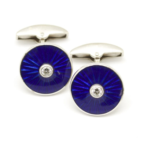 Boutons de manchette Boutons de manchette en or blanc, émail et diamants 58 Facettes 190059R