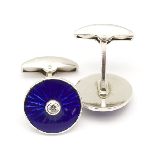 Boutons de manchette Boutons de manchette en or blanc, émail et diamants 58 Facettes 190059R