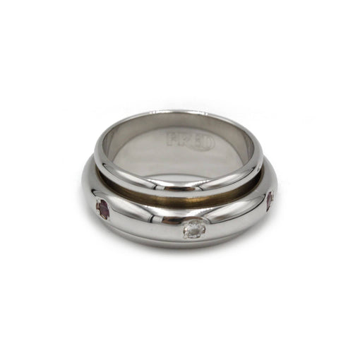 Bague 50 FRED - Bague en or blanc diamants et rubis 58 Facettes 120119R